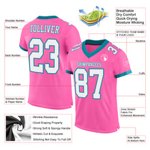 Load image into Gallery viewer, Custom Pink White-Teal Mesh Authentic Football Jersey