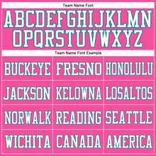 Load image into Gallery viewer, Custom Pink White-Teal Mesh Authentic Football Jersey