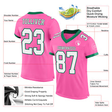 Load image into Gallery viewer, Custom Pink White-Kelly Green Mesh Authentic Football Jersey