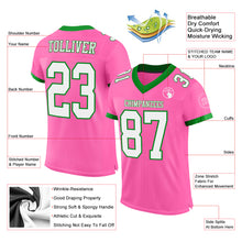 Load image into Gallery viewer, Custom Pink White-Grass Green Mesh Authentic Football Jersey