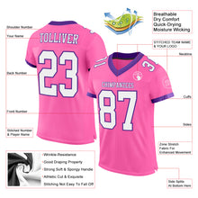 Load image into Gallery viewer, Custom Pink White-Purple Mesh Authentic Football Jersey