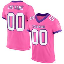 Load image into Gallery viewer, Custom Pink White-Purple Mesh Authentic Football Jersey