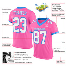 Load image into Gallery viewer, Custom Pink White-Powder Blue Mesh Authentic Football Jersey