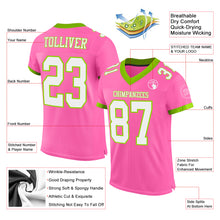 Load image into Gallery viewer, Custom Pink White-Neon Green Mesh Authentic Football Jersey