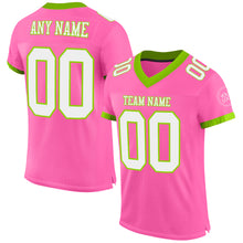 Load image into Gallery viewer, Custom Pink White-Neon Green Mesh Authentic Football Jersey