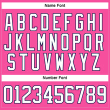 Load image into Gallery viewer, Custom Pink White-Navy Hockey Lace Neck Jersey