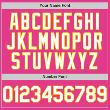Load image into Gallery viewer, Custom Pink White-Yellow Mesh Authentic Throwback Baseball Jersey