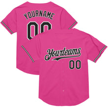 Load image into Gallery viewer, Custom Pink Black-White Mesh Authentic Throwback Baseball Jersey