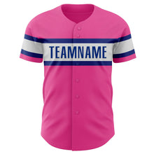 Load image into Gallery viewer, Custom Pink White-Royal Authentic Baseball Jersey
