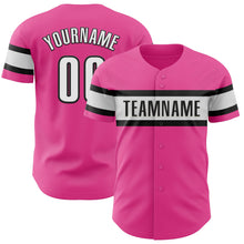 Load image into Gallery viewer, Custom Pink White-Black Authentic Baseball Jersey