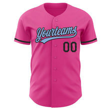 Load image into Gallery viewer, Custom Pink Light Blue-Black Authentic Baseball Jersey