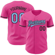 Load image into Gallery viewer, Custom Pink Light Blue-Black Authentic Baseball Jersey