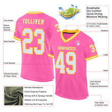 Load image into Gallery viewer, Custom Pink White-Gold Mesh Authentic Throwback Football Jersey