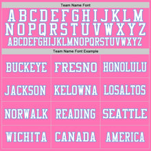 Load image into Gallery viewer, Custom Pink Light Blue-White Mesh Authentic Throwback Football Jersey