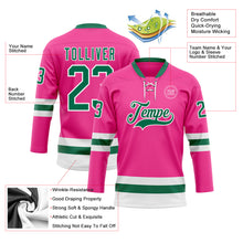 Load image into Gallery viewer, Custom Pink Kelly Green-White Hockey Lace Neck Jersey