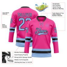 Load image into Gallery viewer, Custom Pink Light Blue-Black Hockey Lace Neck Jersey