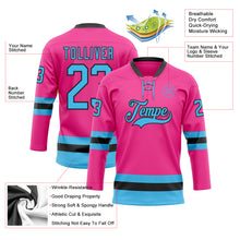 Load image into Gallery viewer, Custom Pink Sky Blue-Black Hockey Lace Neck Jersey
