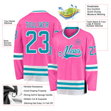 Load image into Gallery viewer, Custom Pink Teal-White Hockey Jersey