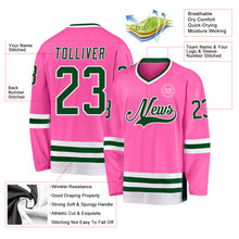 Load image into Gallery viewer, Custom Pink Green-White Hockey Jersey
