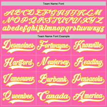 Load image into Gallery viewer, Custom Pink White-Gold Hockey Jersey