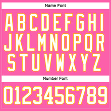 Load image into Gallery viewer, Custom Pink White-Gold Hockey Jersey