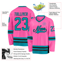 Load image into Gallery viewer, Custom Pink Teal-Black Hockey Jersey