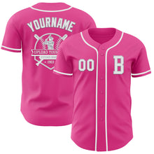 Load image into Gallery viewer, Custom Pink White-Gray Authentic Baseball Jersey