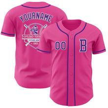 Load image into Gallery viewer, Custom Pink Purple-White Authentic Baseball Jersey