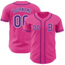 Load image into Gallery viewer, Custom Pink Purple-White Authentic Baseball Jersey