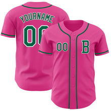 Load image into Gallery viewer, Custom Pink Kelly Green-White Authentic Baseball Jersey