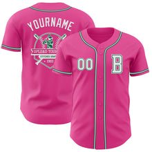 Load image into Gallery viewer, Custom Pink White-Kelly Green Authentic Baseball Jersey