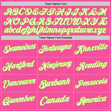 Load image into Gallery viewer, Custom Pink White-Neon Green Authentic Throwback Basketball Jersey