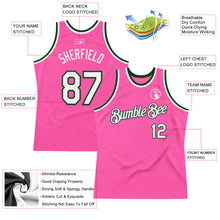 Load image into Gallery viewer, Custom Pink White-Green Authentic Throwback Basketball Jersey