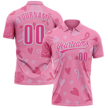 Load image into Gallery viewer, Custom Pink White 3D Pink Ribbon Breast Cancer Awareness Month Women Health Care Support Performance Polo Shirt