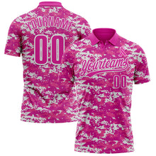 Load image into Gallery viewer, Custom Camo Deep Pink-White 3D Pink Ribbon Breast Cancer Awareness Month Women Health Care Support Performance Polo Shirt