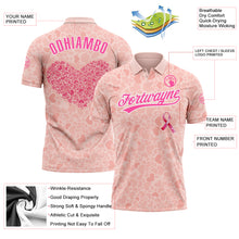 Load image into Gallery viewer, Custom Medium Pink Pink-White 3D Pink Ribbon Breast Cancer Awareness Month Women Health Care Support Performance Polo Shirt