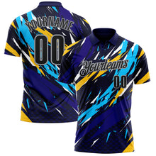 Load image into Gallery viewer, Custom Navy Black-Gray 3D Bowling Performance Polo Shirt