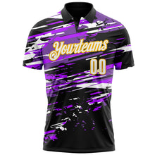 Load image into Gallery viewer, Custom Black White-Gold 3D Bowling Performance Polo Shirt