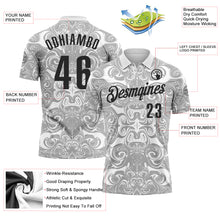 Load image into Gallery viewer, Custom White Black-Steel Gray 3D Bowling Abstract Liquid Performance Polo Shirt