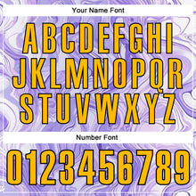 Load image into Gallery viewer, Custom Purple Gold-Black 3D Bowling Abstract Liquid Performance Polo Shirt