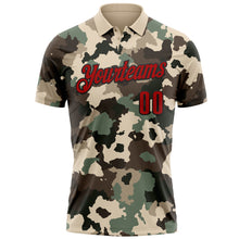 Load image into Gallery viewer, Custom Camo Red-Black 3D Bowling Performance Salute To Service Polo Shirt