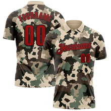 Load image into Gallery viewer, Custom Camo Red-Black 3D Bowling Performance Salute To Service Polo Shirt