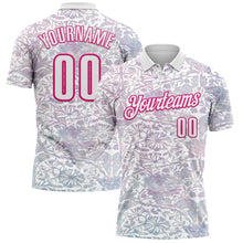 Load image into Gallery viewer, Custom White Hot Pink 3D Bowling Vintage Floral Performance Polo Shirt
