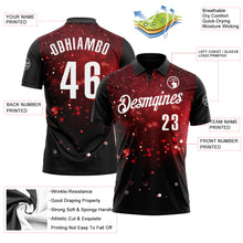 Load image into Gallery viewer, Custom Black Red-White 3D Bowling Glowing Star Performance Polo Shirt