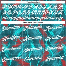 Load image into Gallery viewer, Custom Teal Red-White 3D Bowling Line Performance Polo Shirt