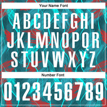 Load image into Gallery viewer, Custom Teal Red-White 3D Bowling Line Performance Polo Shirt