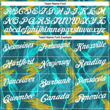 Load image into Gallery viewer, Custom Teal Old Gold-White 3D Bowling Line Performance Polo Shirt