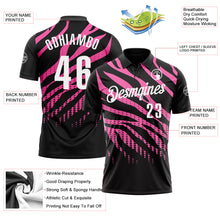 Load image into Gallery viewer, Custom Black Pink-White 3D Bowling Dot Performance Polo Shirt