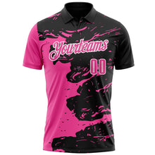 Load image into Gallery viewer, Custom Black Pink-White 3D Bowling Splash Ink Performance Polo Shirt