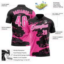 Load image into Gallery viewer, Custom Black Pink-White 3D Bowling Splash Ink Performance Polo Shirt